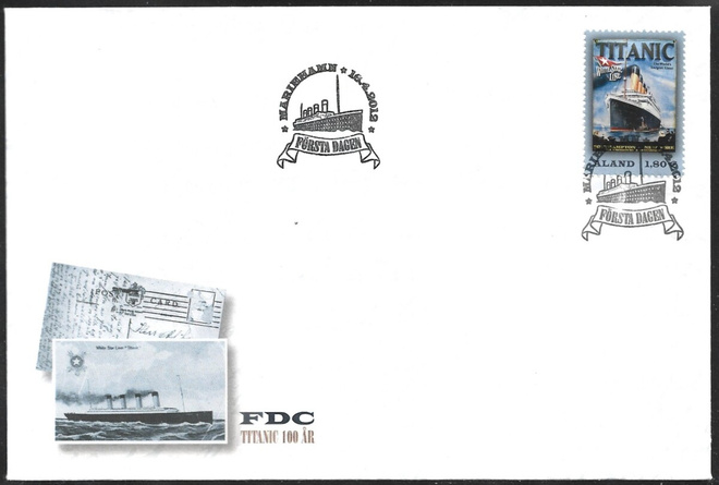 FDC Åland 2012  Titanic 100 vuotta  LaPe ÅL 349