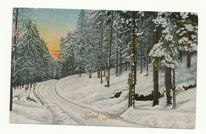 Talvinen metsä, vanha lakkapintakortti