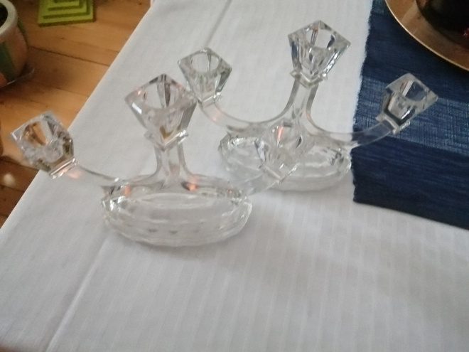 Art Deco Kynttilänjalat 2kpl lasia