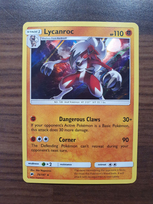Pokemon Lycanroc 75/147 Holo Rare