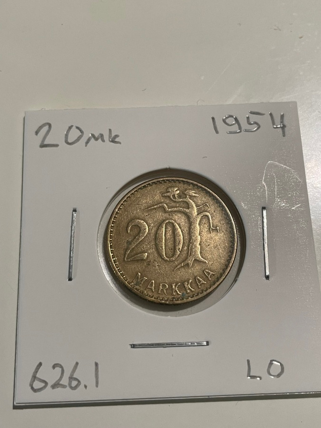 20 markkaa 1954 SNY 626.1.1 (lyhyet oksat)