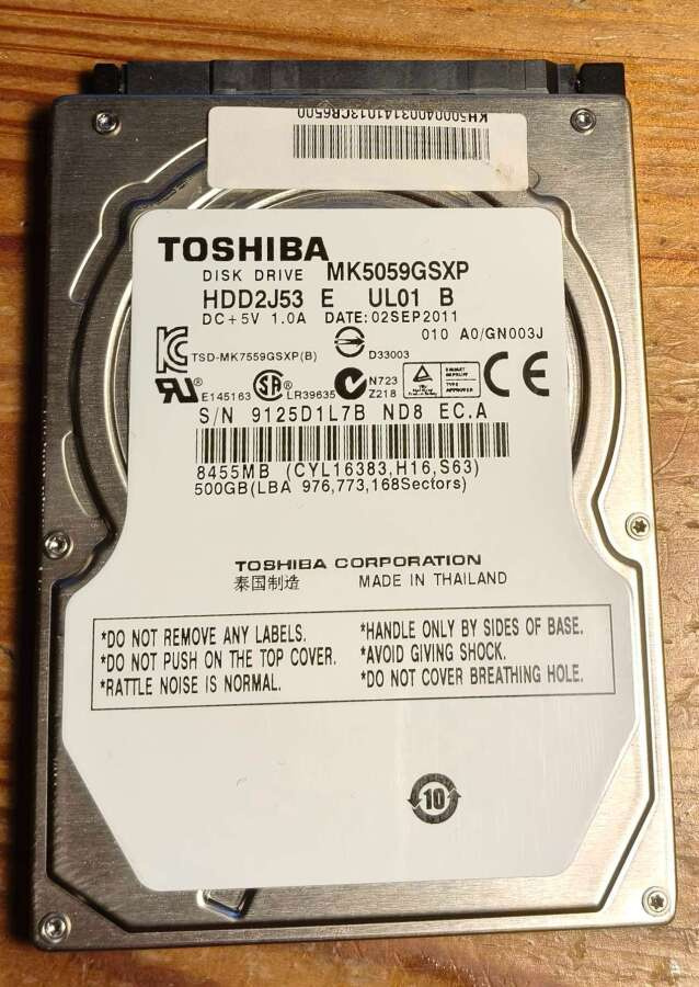 500GB 2,5" kiintolevy