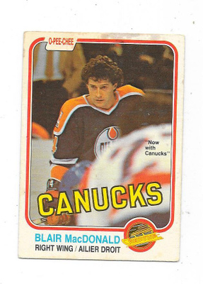 1981-82 OPC #340 Blair MacDonald , Vacnouver Canucks
