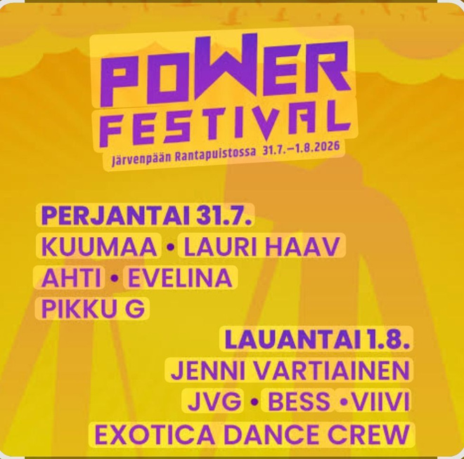 POWER FESTIVAL 31.7.–1.8.2026/2 x 2 pvän lippu!