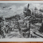 Jatkosota Lentokenttä Hävittäjät Sotapiirros Lindeberg 1942 - pikkukuva 1