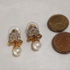 vintage Cabochon helmi korvakorut emaloitu gold plated - pikkukuva 3