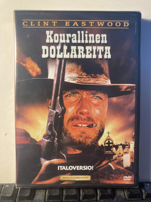 KOURALLINEN DOLLAREITA, DVD, Leone, Eastwood, muoveissa