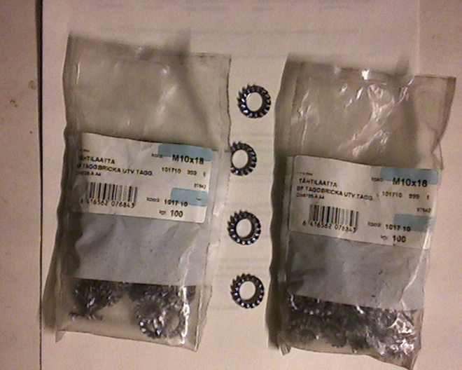 Tähtilaatta, A4, Din 6798-A, M10 x 18, 100 + 100 kpl.