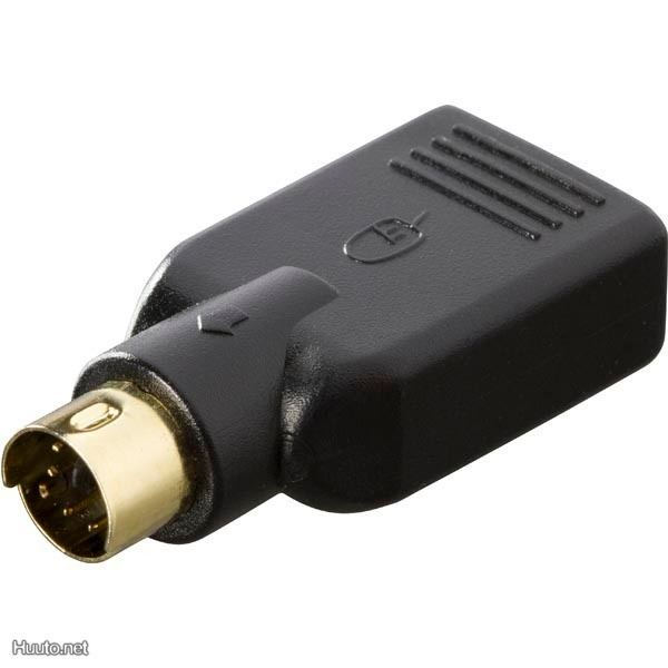 Deltaco USB A naaras - PS/2 uros adapteri, musta *UUSI*