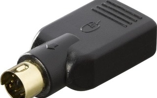 Deltaco USB A naaras - PS/2 uros adapteri, musta *UUSI*