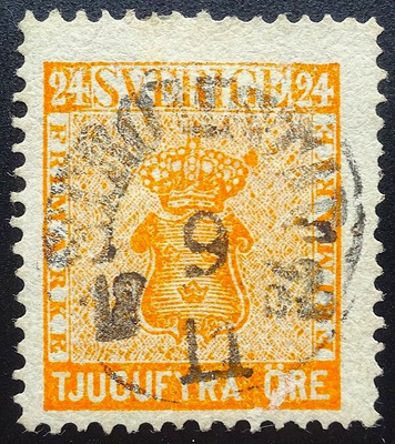 RUOTSI 55. HYVÄ 24 KR * ORANSSI V. 1858...SIISTI LEIMA...