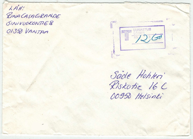 T lunastus 12,60 kotimaan kirje