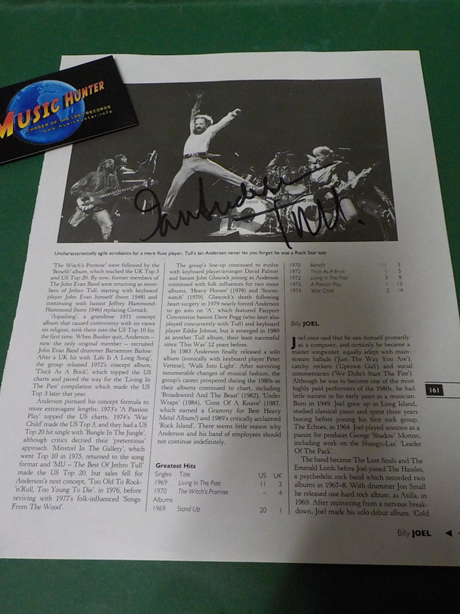 JETHRO TULL IAN ANDERSON NIMIKIRJOITUS