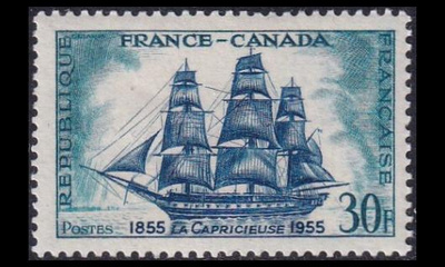 Ranska 1061 ** Purjealus korvetti Capricieuse (1955)
