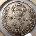 Britania. 3 pence 1918. Hopea. - pikkukuva 1