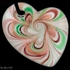 1055 .. Kaunis Sydän Lampwork Taidelasi .. Kaulakoru - pikkukuva 1