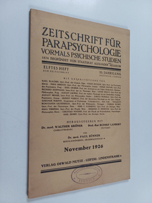 Zeitschrift fur parapsychologie - November 1926
