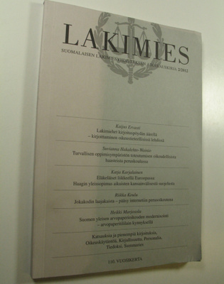 Lakimies, 110. vuosikerta, 2/2012 : suomalaisen lakimiesy...