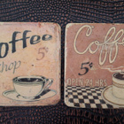 Kaksi keraamista lasinalusta 50s fiftari coffee 5c - pikkukuva 1