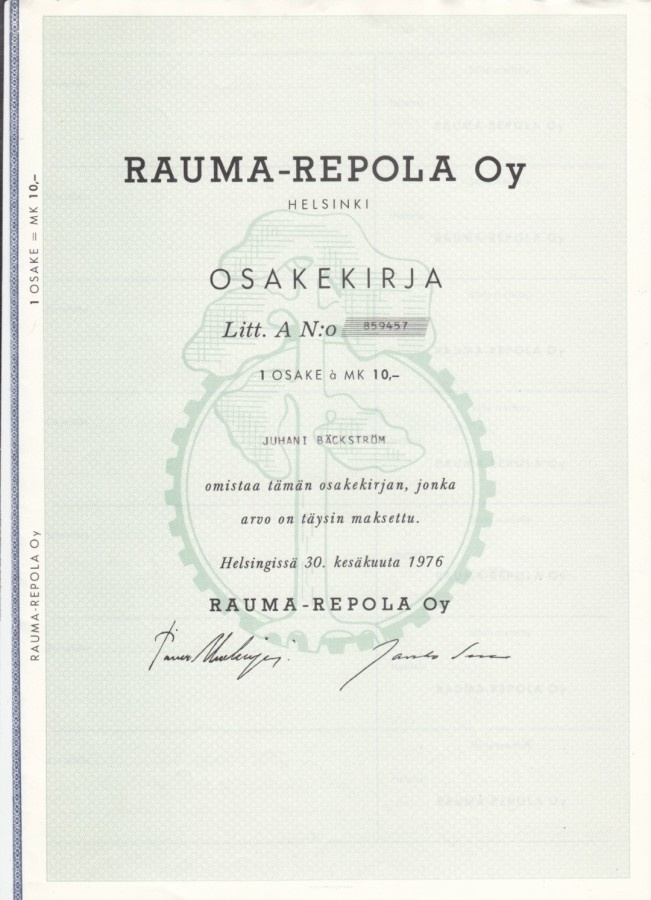 OKK 1976 Rauma-Repola Oy, Helsinki pörssi