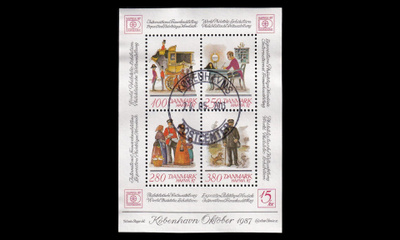 Tanska 878-81BL06 o Hafnia postimerkkinäyttely (1986)