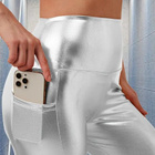 Metallic silver leggings trikoot koko L - pikkukuva 3