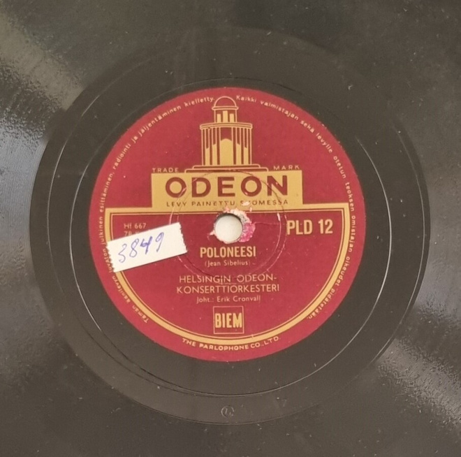 Savikiekko 1935 - Helsingin Odeon konserttiork. Odeon PLD 12