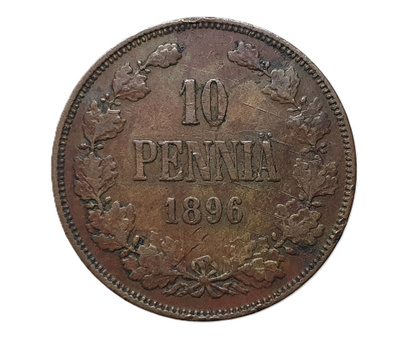 10 Penniä 1896 Variantti 1.2 !? 6 vinossa oikealle!