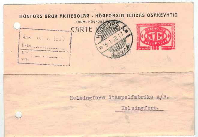 1930 frankkeerausleima 136 HÖGFORS (Karkkila)