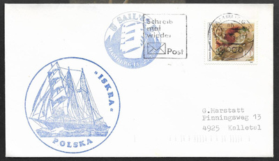 Postilähetys - BRD - Hamburg 1989 + laivaleima Iskra