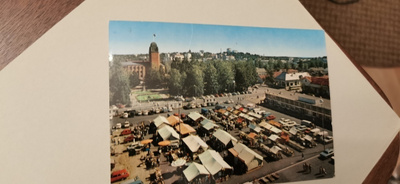 Joensuu Kauppatori, kulkenut postikortti