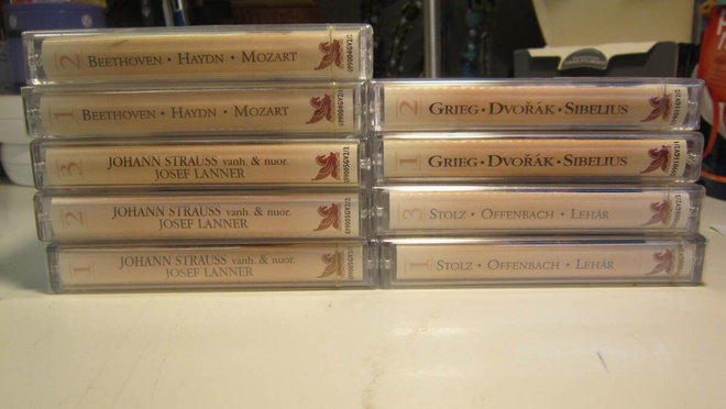 c-kasetti 9kpl  Sibelius Beethoven Mozart Haydn yms.,.,.