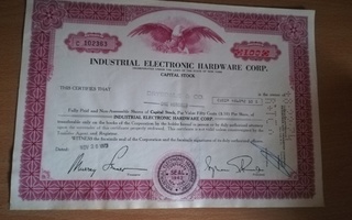 Industrial Elecktronic Hardware Corp. Osakekirja