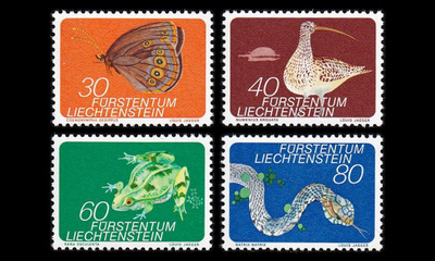 Liechtenstein 591-4 ** Eläimiä (1973)