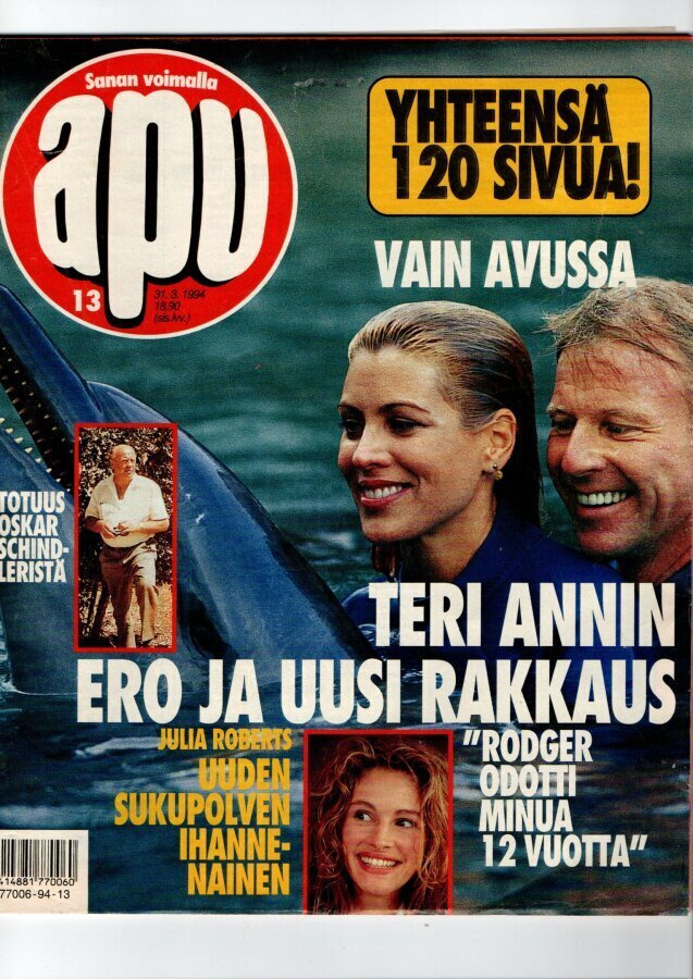 Apu n:o 13 1994 Teri Ann. Eva. Kaari. Uimapuvut.