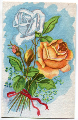 Vanha kortti 1940-50-luvulta - Kauniit kukat 3