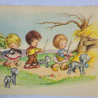 lapset leikkii,  paimenessa, sign ? kulkenut 1977 - pikkukuva 1