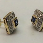 14 K Kohinoor timanttikorvakorut sinisafiirilla, NW 585 - pikkukuva 4