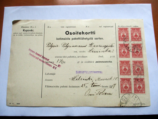 1917 Tölö sens osoitekortti Liminkaan