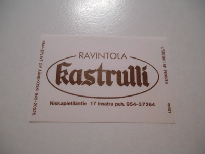 TT Etiketti Ravintola Kastrulli Imatra