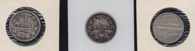 1866, 1872 ja 1874n1 markka 3kpl