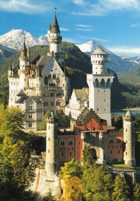 Neuschwanstein linna, lähikuva (isohko kortti)