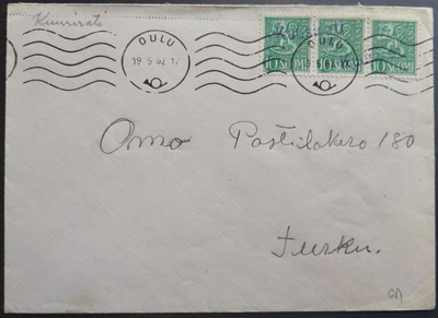 Pp-leima KUUSIRATI / Oulu kirjeellä 1962 / ALPUA