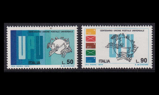 Italia 1465-6 ** UPU 100v (1974)