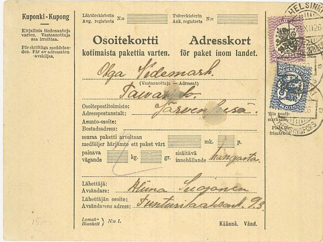 1926 paketti Taivassakoon