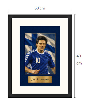 Uusi Jari Litmanen art print kehystetty 30 cm x 40 cm