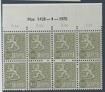 1968 2p harmaanvihreä   nro-8lo 1428 ++