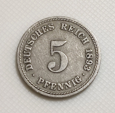 Saksa 5 Pfennig 1893A