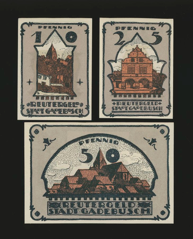Saksa Notgeld 10, 25, 50 Pfg, Gadebusch 1922