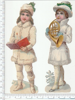 * talvilapset, 2 vanhaa kuvaa, 16,5cm  *